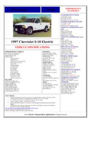 1997 Chevrolet S-10 Electric EVAmerica Performance Statistics