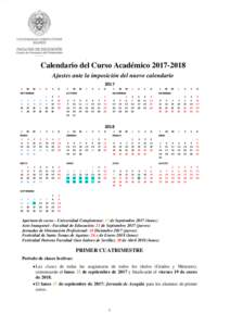 1  Calendario del Curso AcadémicoAjustes ante la imposición del nuevo calendario 2017 L