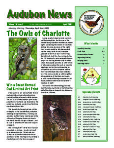 Audubon News Volume 14, Issue 8 P.O. Box[removed]Charlotte, NC[removed]April 2009