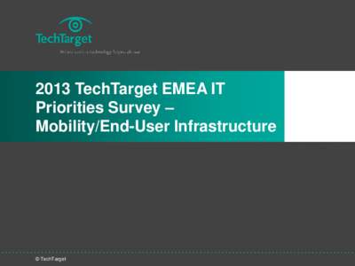 2013 TechTarget EMEA IT Priorities Survey – Mobility/End-User Infrastructure © TechTarget