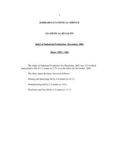 1  BARBADOS STATISTICAL SERVICE STATISTICAL BULLETIN