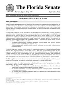 The Florida Senate Interim Report[removed]September[removed]Budget Subcommittee on Health and Human Services Appropriations