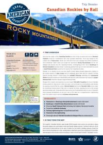 Trip Dossier  Canadian Rockies by Rail Tour At a glance:
