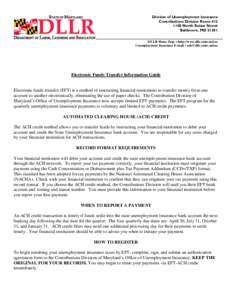 Division of Unemployment Insurance Contributions Division Room[removed]North Eutaw Street Baltimore, MD[removed]DLLR Home Page • http://www.dllr.state.md.us Unemployment Insurance E-mail • [removed]