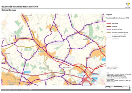 Bovenlokaal functioneel fietsroutenetwerk Gemeente Asse Legende Functioneel fietsroutenetwerk 2014 fietssnelweg