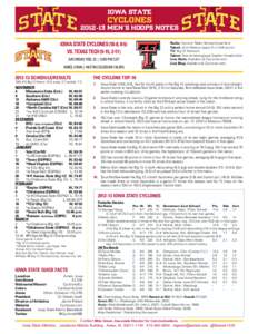 Iowa STate  cyclones[removed]Men’s Hoops notes Iowa State Cyclones (18-8, 8-5)