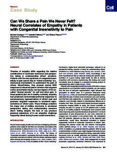 Can We Share a Pain We Never Felt? Neural Correlates of Empathy in Patients with Congenital Insensitivity to Pain