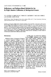 REMOTE SENSING OF ENVIRONMENT 9.9.:[removed]Reflectance- and Radiance-Based Methods for the In.Flight Absolute Calibration of Multispectral Sensors