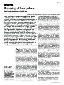 F503  REVIEW Haematology of Down syndrome David Webb, Irene Roberts, Paresh Vyas