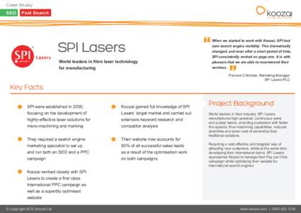 Case Study SEO Paid Search  SPI Lasers