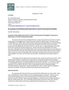 VIA EMAIL  September 27, 2013 Mr. Pascal Saint-Amans Director, Center for Tax Policy and Administration (CTPA)