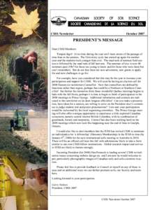 CSSS Newsletter  October 2007 PRESIDENT’S MESSAGE Dear CSSS Members: