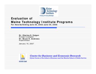 Year 1 Evaluation of the Maine Technology Institute Grant Programs