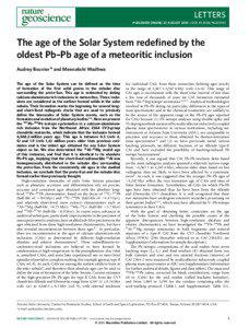 Geochronology / Radiometric dating / Meteorites / Allende meteorite / Science / Radiogenic nuclide / Chondrite / Chondrule / Darmstadtium / Matter / Chemistry / Crystallography