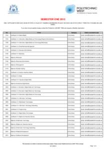 SEMESTER ONE 2015 ONLY APPLICANTS WHO HAVE BEEN OFFERED A PLACE BY TRAINING ADMISSIONS OR HAVE RECEIVED AN OFFER DIRECT FROM POLYTECHNIC WA CAN ENROL. If you have not yet applied, please contact the Polytechnic[removed] 