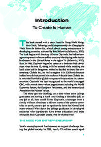 Introduction To Create Is Human T  his book started with a story I read in Young World Rising: