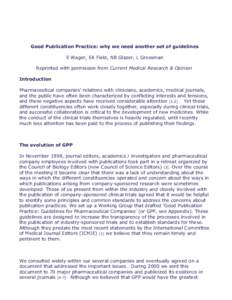 Clinical research / Pharmacology / Medical research / Epidemiology / Design of experiments / Clinical trial / Publication bias / Pharmaceutical industry / Uniform Requirements for Manuscripts Submitted to Biomedical Journals / Research / Health / Medicine