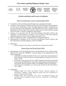 Traditional knowledge / Indigenous peoples of the Americas / Committee on World Food Security / Indigenous peoples by geographic regions / Indigenous Territory / International Indian Treaty Council / México Indígena / Americas / Confederation of Indigenous Peoples of Bolivia / Globally Important Agricultural Heritage Systems