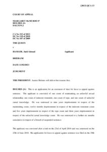 [2013] QCA 13  COURT OF APPEAL MARGARET McMURDO P HOLMES JA DALTON J