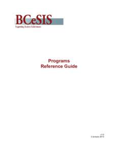 Programs Reference Guide v1.0 3 January 2012