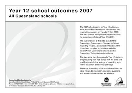 Year 12 school outcomes 2007