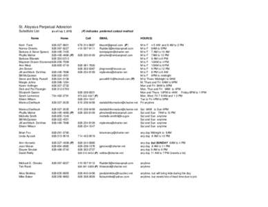 St. Aloysius Perpetual Adoration Substitute List Name (as of July 1, 2013) Home