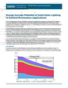 SOLID-STATE LIGHTING PROGRAM  Energy Savings Potential of Solid-State Lighting in General Illumination Applications The U.S. Department of Energy (DOE) has developed a comprehensive strategy to accelerate the development