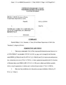 Case: 1:11-cv[removed]Document #: 1 Filed: [removed]Page 1 of 8 PageID #:1  UNITED STATES DISTRICT COURT NORTHERN DISTRICT OF ILLINOIS EASTERN DIVISION