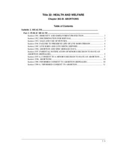 Title 22: HEALTH AND WELFARE Chapter 263-B: ABORTIONS Table of Contents Subtitle 2. HEALTH.................................................................................................. Part 3. PUBLIC HEALTH .........