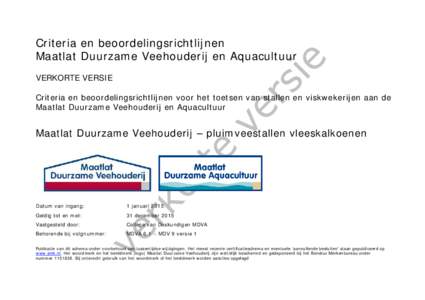 Criteria en beoordelingsrichtlijnen MDV - Energie (Varkens/Pluimvee)