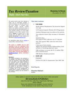 Tax Review/Taxation  Huzaima & Ikram December 23, 2013  Daily Alert Service