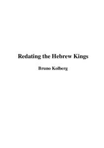 Redating the Hebrew Kings