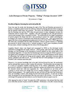 Lula Disrespects Private Property, “Taking” Foreign Investors’ DPP By Lawrence A. Kogan Brazilian obligatory licensing law motivated politically