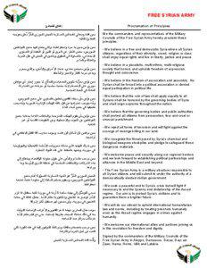 ‫‪FREE SYRIAN ARMY‬‬ ‫‪Proclamation of Principles‬‬