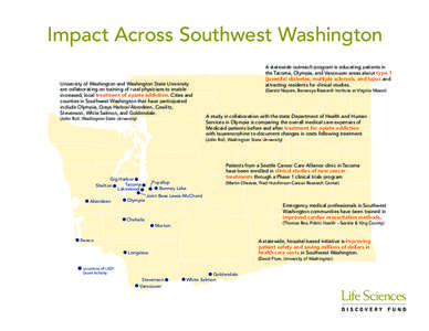 Impact Across Southwest Washington University of Washington and Washington State University are collaborating on training of rural physicians to enable increased, local treatment of opiate addiction. Cities and counties 