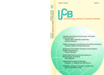 Volume 7, Number 2  June 2011 INTERNATIONAL JOURNAL OF CENTRAL BANKING Volume 7, Number 2