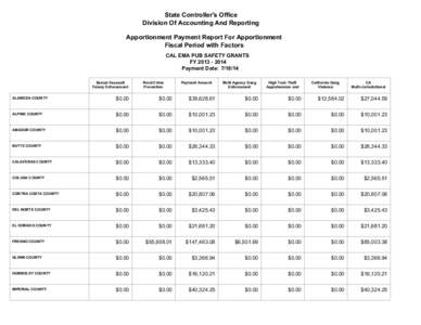 California Emergency Management Public Safety Grant Fiscal Year 13-14, July, 2014