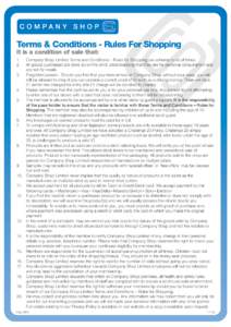 CSL RFS Rules For Shopping