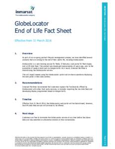 Effective from 31 MarchMARITIME > GlobeLocator EOL Fact Sheet