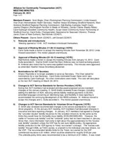 Alliance for Community Transportation (ACT) MEETING MINUTES February 20, 2013 Page 1 of 3  Members Present: Scott Bogle, Chair (Rockingham Planning Commission); Linda Howard,