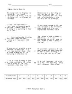 Name ___________________________________________________ Date ______________  Quiz: Scale Drawing The length of the highway is 700 miles. If 1 inch 1 represents 75 miles, what is