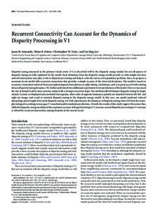2934 • The Journal of Neuroscience, February 13, 2013 • 33(7):2934 –2946  Systems/Circuits Recurrent Connectivity Can Account for the Dynamics of Disparity Processing in V1