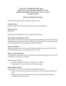 East St. Louis School District 189 Financial Oversight Panel Meeting Minutes - December 19, 2012