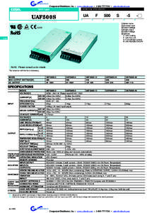 Component Distributors, Inc. ~ www.cdiweb.com ~ [removed] ~ [removed] Ordering information Unit type  UAF500S
