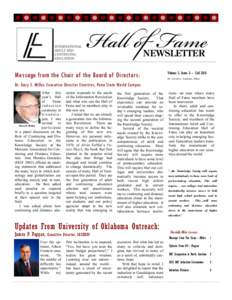 Hall of Fame BUSINESS NAME Message from the Chair of the Board of Directors:  Volume 3, Issue 2— Fall 2010