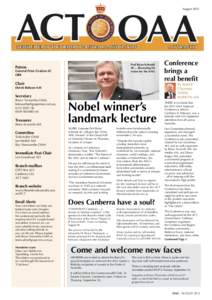 ACT OAA  August 2013 NEWSLETTER OF THE ORDER OF AUSTRALIA ASSOCIATION 
