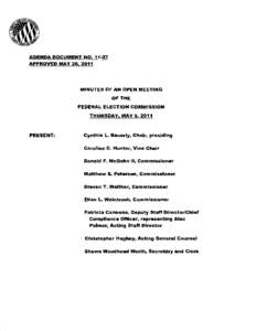 AGENDA DOCUMENT NO. 11·27 APPROVED MAY 26, 2011 MINUTES OF AN OPEN MEETING  OF THE