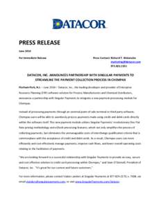 PRESS RELEASE June 2014 For Immediate Release Press Contact: Richard T. Watanabe [removed]