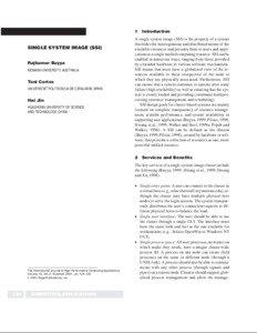 COMPUTING APPLICATIONS SINGLE SYSTEM IMAGE (SSI)