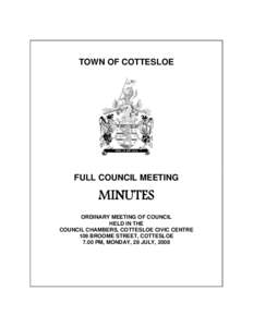 TOWN OF COTTESLOE  FULL COUNCIL MEETING MINUTES ORDINARY MEETING OF COUNCIL